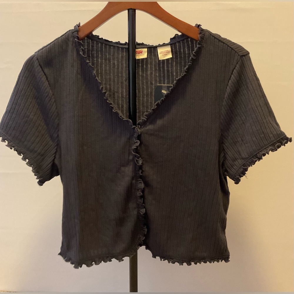 Levi's Women's Cropped Top gray short sleeve XL Juniors NWT